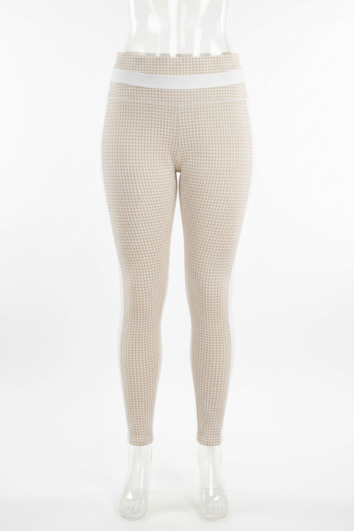 White and beige gingham print